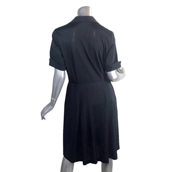 Vtg 40s/50s CasualMaker by Sy Frankel Black Fit N Flare Day Dress S / M - Picture 2 of 16